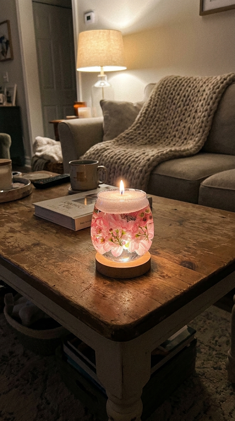 Decorative water candle made by a student
