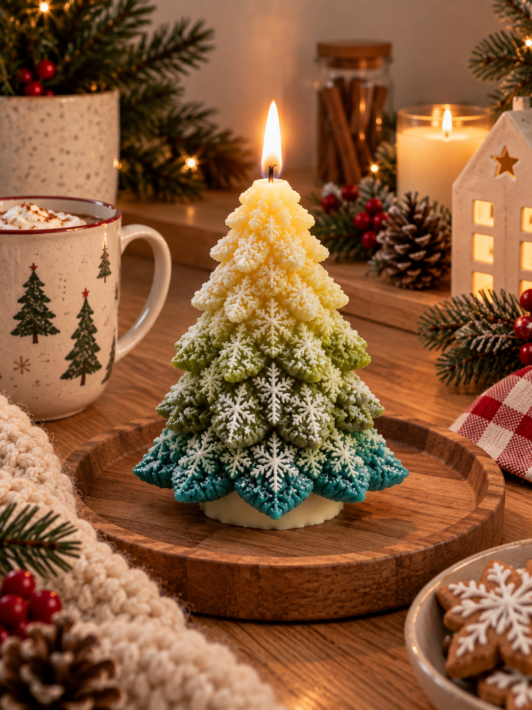 Decorated Christmas Tree Candle