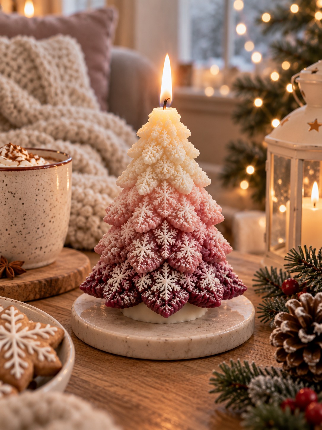 Pink Christmas Tree Candle