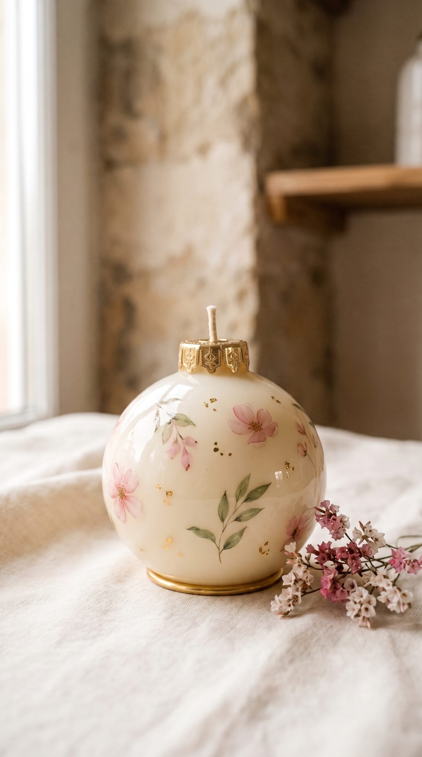 Floral sphere candle made by a student