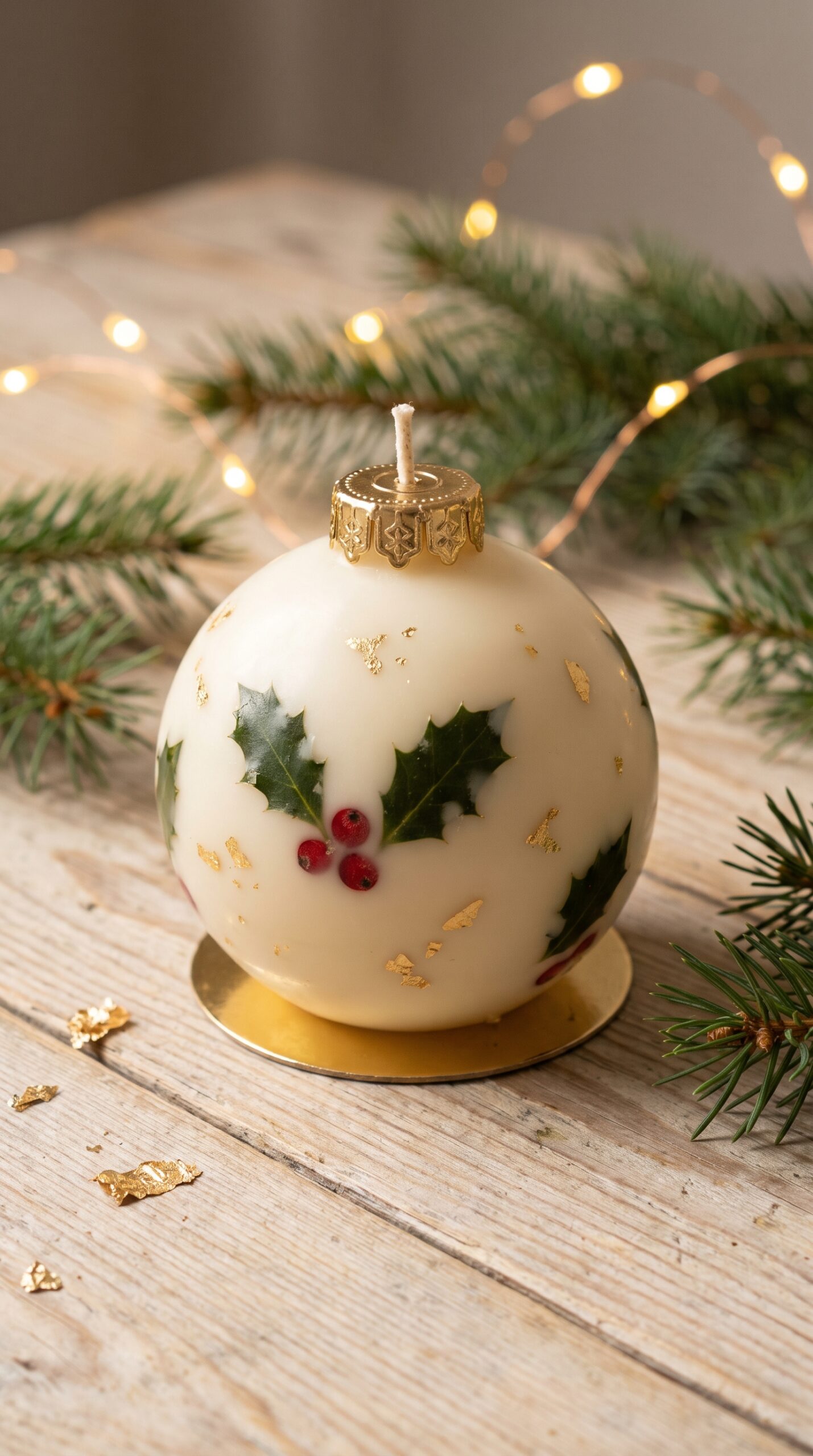 Bauble Christmas candles made by a student as gifts